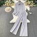 French-Inspired Oversized Shirt & High-Waisted Wide-Leg Pants Set – Soft Pink Sun Protection Outfit (One Size, 6 Colors)_ecoleips.com