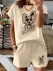 Women’s 2 Piece Outfit Set – Oversized Graphic T-Shirt And Biker Shorts Matching Set, Casual Summer Lounge Tracksuit For Daily Wear-313_ecoleips.com