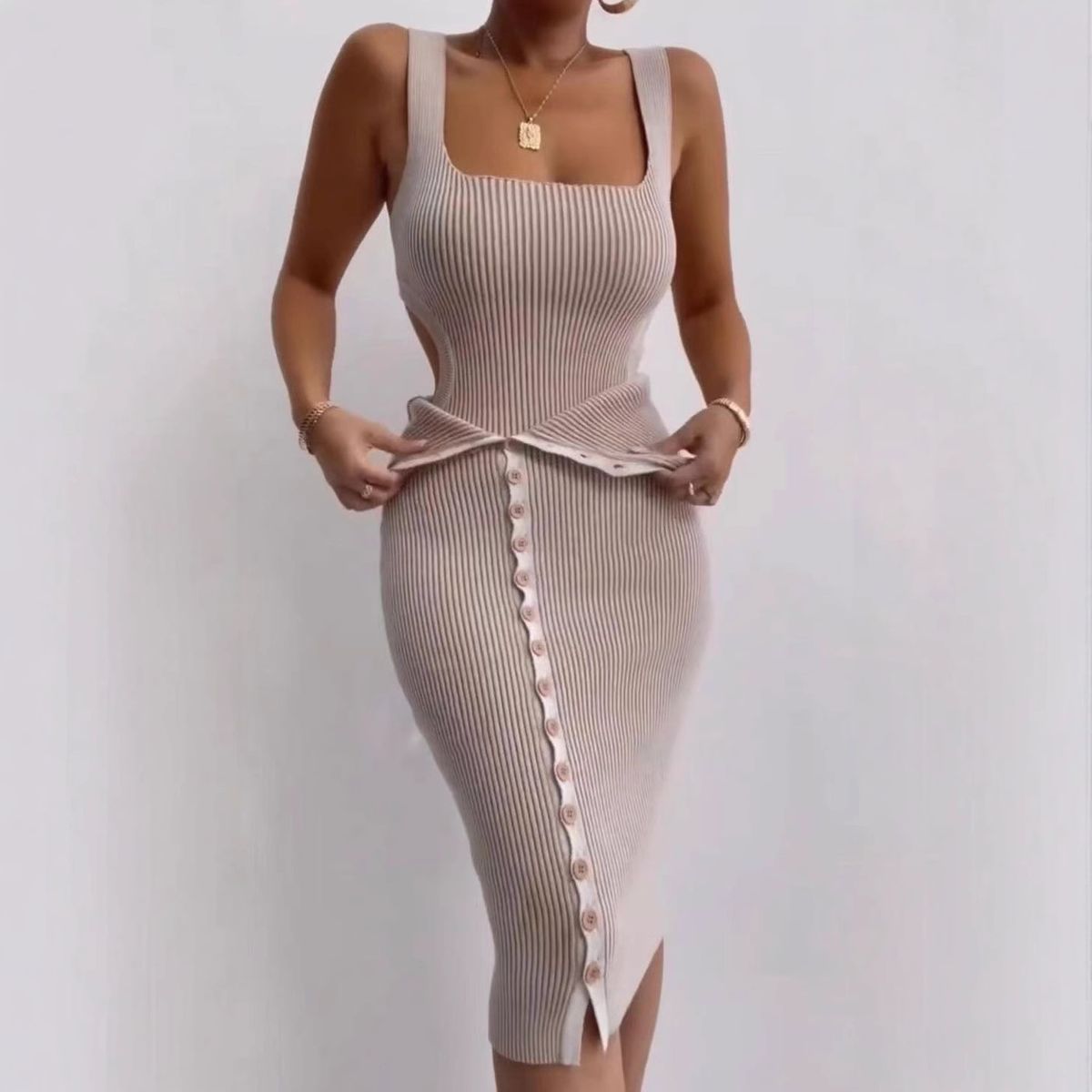 Women's Clothing Women's Sexy Hollow Lace Jumpsuit Skirt Suit Button Detail Slit Hip Design Style Fashion For Formal & Casual For Women_ecoleips.com
