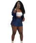 Women's Clothing Long Sleeved Color Block Jacket With Stand Collar Zipper Detailing High Waist Drawstring Pleated Skirt Two Piece Set_ecoleips.com