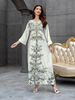 Elegant Muslim Women's Kaftan Dress, High-Density Rhinestone Embellished Print Long Robe, Cross-Border Fashionable Evening Gown_ecoleips.com