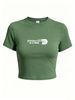 Women's Cute Cropped T-Shirt, Solid Color Short Tee For Leisure Summer Dressing_ecoleips.com