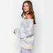 Women's Casual Loose Knitted Sweater Autumn Winter Fashion Oblique Shoulder Multi Striped Sweet Top_ecoleips.com