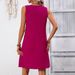 Women's Clothing Elegant V Neck Sleeveless Vest Dress American Style Pleated Slim A-Line Skirt Summer Clothing_ecoleips.com