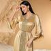 Women's Clothing Elegant Champagne Lace Embellished Abaya Evening Gown – Handcrafted Beaded Detail, Long Sleeve Maxi Dress For Special Occasions_ecoleips.com