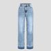 "Women's Slim Fit Flared Jeans - Light Blue Washed Denim With Stitching Detail For Casual Chic"_ecoleips.com