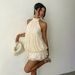 New European And American Style Solid Color Vacation Slim-fit Sexy Backless Halter Neck Waist-cinching Top With Puffy_ecoleips.com