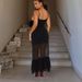 Women's Clothing Street Sexy Slim Suspenders Long Mesh Dress_ecoleips.com