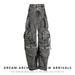 Aria Basics European American Women's Clothing On : Smoky Gray Patchwork Multi-pocket Cargo With A Street-style Washed And_ecoleips.com