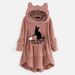 Women's Fleece Hooded Sweatshirt Winter Warm Pullover Long Sleeve Casual Loungewear Cat Print Plus Size_ecoleips.com