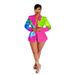 Women's Clothing Printed Notch Lapel Suit Set – Long Sleeve Blazer & Trousers (5 Sizes, Poly-Spandex Blend, Streetwear To Office-Ready)_ecoleips.com