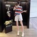 Dongdaemun Women's Fashion Sportswear Set Korean Style Summer plus Size Short Sleeve Top with Shorts Two-Piece Outfit_ecoleips.com