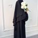 Verve Women's Clothing Dubai Turkey Solid Color Pleated Loose Dress With Headscarf Two-layer Hijab P333_ecoleips.com
