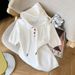 Summer New Arrival White Hooded T-Shirt Short Sleeved Ice Silk Knit Top Women's Stylish Clothing_ecoleips.com