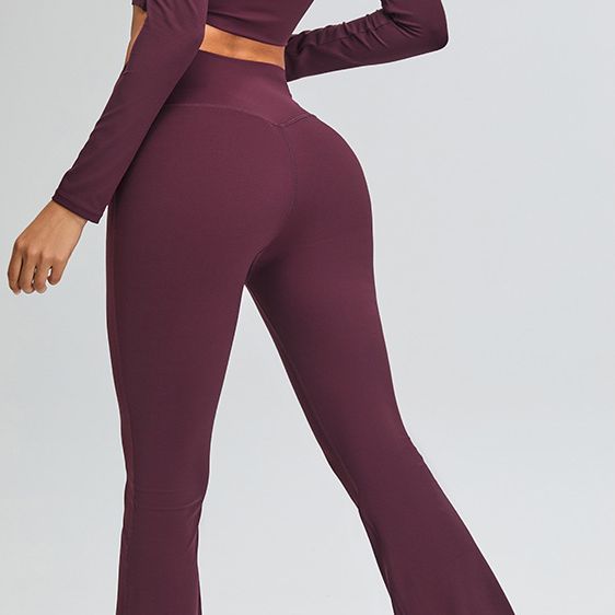 Women's Clothing New High Waist Flared Pants For Women V Curve Tummy Control Flared Pants Outdoor Leisure Sports Wide Leg Pants Fitness Trousers_ecoleips.com
