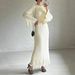 Women's Clothing Muslim Round Neck Lantern Sleeve Robe Elegant And Comfortable Dress_ecoleips.com