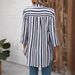 Women's Clothing Printed Stripes Fashionable V Neck Slim Fit Versatile Long Sleeved Shirt_ecoleips.com