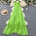 Elegant French-Inspired Square Neck Sleeveless Back-Tie Wrap Dress With Waist Accent – Flowy A-Line Silhouette For Women_ecoleips.com