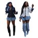 Stylish Women's Denim Blazer Jacket With Polyester-Spandex Blend, Casual Streetwear For Spring, Black & White Options (S-2XL)_ecoleips.com