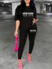 Women's Casual Loose And Fashionable New York Pattern Print Loose T-shirt+cropped Pants Two-piece Home Sportswear Daily Wear-234_ecoleips.com