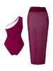 Elegant One-Piece Swimsuit for Women Slimming Retro High Cut Leg Conservative Coverage_ecoleips.com