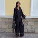 Women's Clothing V Neck Cardigan Wide Leg Pants Set American Style Two Piece Shirt Spring New Clothing_ecoleips.com