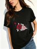 Women Crew Neck Short Sleeve T Shirt Love Yourself Rose Butterfly Floral Graphic Tee Vintage Botanical Loose Casual Summer Streetwear Tops_ecoleips.com