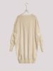 Cream V Neck Pit Rib Knit Tunic, Oversized Loose Lightweight Breathable Soft Skin-touch Pocket Long Sweater_ecoleips.com