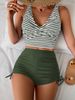 Women's Racing Two Piece Swimsuit Quick Drying Crossover Vest with High Waisted Drawstring Ankle Shorts European American Style_ecoleips.com