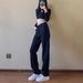 Black Slim-fit Straight-leg Jeans For Women, 2025 Spring New Style, High-waisted, Trendy, Loose Wide-leg, Elegant_ecoleips.com