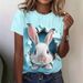Women's Clothing Short Sleeved Women's T Shirt Happy Easter Rabbit Digital Printing Top One Piece_ecoleips.com
