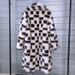 Faux Fox Fur Checkered Long Trench Coat With Polo Collar - Oversized Winter Coat For Women, Streetwear Fashion Outerwear_ecoleips.com