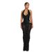 Women's Clothing Women's Halter Neck Dress Sexy Elegant Fashionable High Slit Mesh Paneled Sequined With Pleats_ecoleips.com