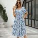 2024 Europe And The United States Summer New Women's Fashion Elegant Printed Round Neck Short Sleeve Zipper Dress_ecoleips.com