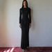 Elegant Solid Color Belted Dress With Metal Ring Detail – High-Waisted Long Sleeve Midi Dress For Fall/Winter_ecoleips.com