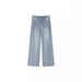 Stylish High-Waisted Flared Jeans For Women – Blue Distressed Denim With Rhinestone Embellishments, Comfortable Cotton Blend (S-2xl)_ecoleips.com