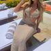 Women's Clothing Sexy Waist Baring Halter Neck Strap Low Neck Large Backless Long Beach Dress_ecoleips.com