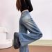 Retro Star-Embellished Flared Jeans For Women – Winter Fleece-Lined Wide-Leg Pants, High Waist & Stretch-Free (S-2xl)_ecoleips.com
