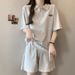 Women's Summer Casual 2-Piece Set - Cotton Short Sleeve T-Shirt & Wide Leg Shorts (Breathable, Loose Fit, Sporty Style)_ecoleips.com