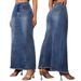 K Women's New Denim Tassel Wrapped Hip Fish Tail High Waisted Skirt_ecoleips.com
