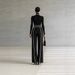 Women's Autumn Winter Casual High Waist Striped Two-Piece Set With Turtleneck Top And Pants_ecoleips.com