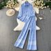 Embroidered Sun Protection Set – Flowy Long Sleeve Top & Wide-Leg Pants, Elegant & Breathable Universal Fit_ecoleips.com