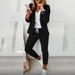 Women's Elegant Blazer & Pants Set – Stretch Polyester Office Suit With Princess Sleeves (8 Sizes, 4 Colors, Breathable Lining)_ecoleips.com