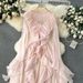 Women's French Holiday Style Cape Cardigan Coat Spring Design Ruffles Slim Fit Long Trumpet Sleeve Chiffon Shirt_ecoleips.com