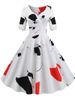 Half Sleeve Black Summer Women Dress Floral Print Vintage Party Dresses Robe Casual Retro A-Line Vestidos_ecoleips.com