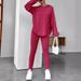 Women's Clothing Solid Color Striped Loose Hooded Fashion Temperament Trousers Set_ecoleips.com