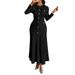 Diyun European And American Elegant Style Short Sleeve Solid Color Long Dress Women's Clothing 2025 Autumn_ecoleips.com