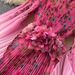 Pleated Floral Print Dress With 3D Embroidery, Bell Sleeves & Elastic Waist, Boho Chic Maxi Dress For Women, One Size Fits Most_ecoleips.com