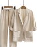 Women's Clothing Long Sleeved Solid Color Large Size Suit Cotton And Linen Suit Loose Two Piece Suit_ecoleips.com
