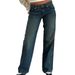 Women's Straight Leg Stretch Denim Jeans - High Waist Comfort Fit, Classic Washed Colors, All-Day Wear For Work & Casual_ecoleips.com